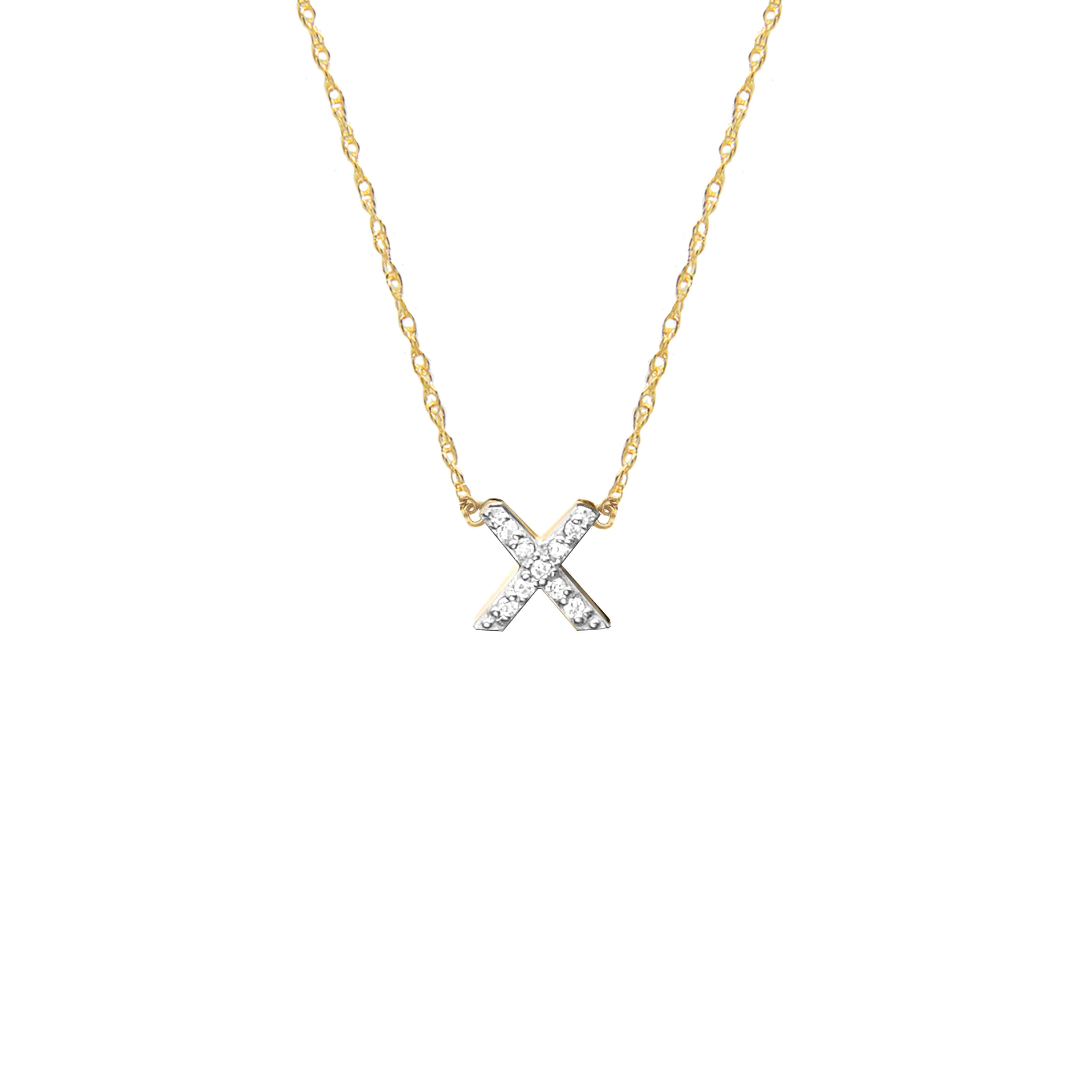 Moon and Lola - Metal Single Letter Diamond Necklace