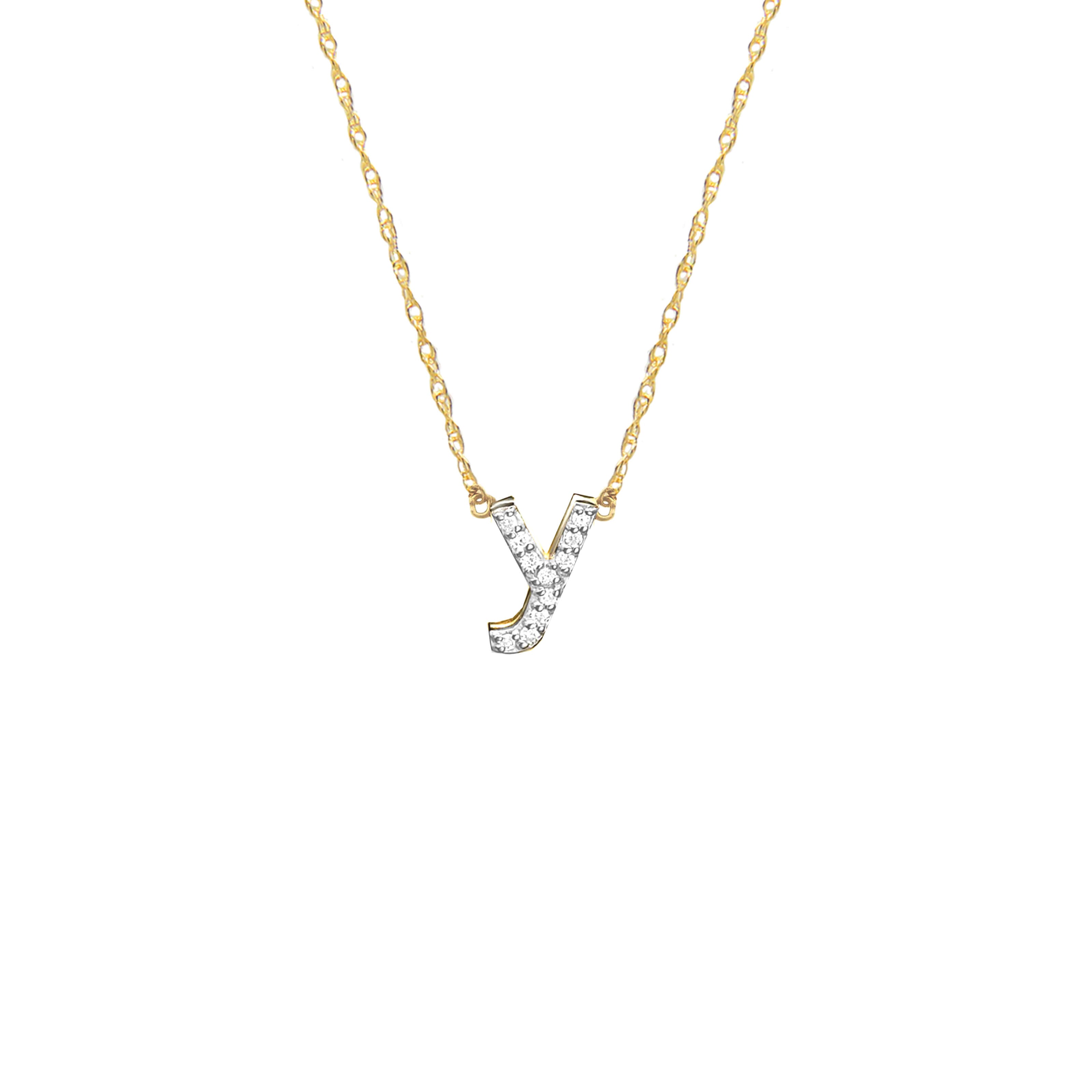 Moon and Lola - Metal Single Letter Diamond Necklace
