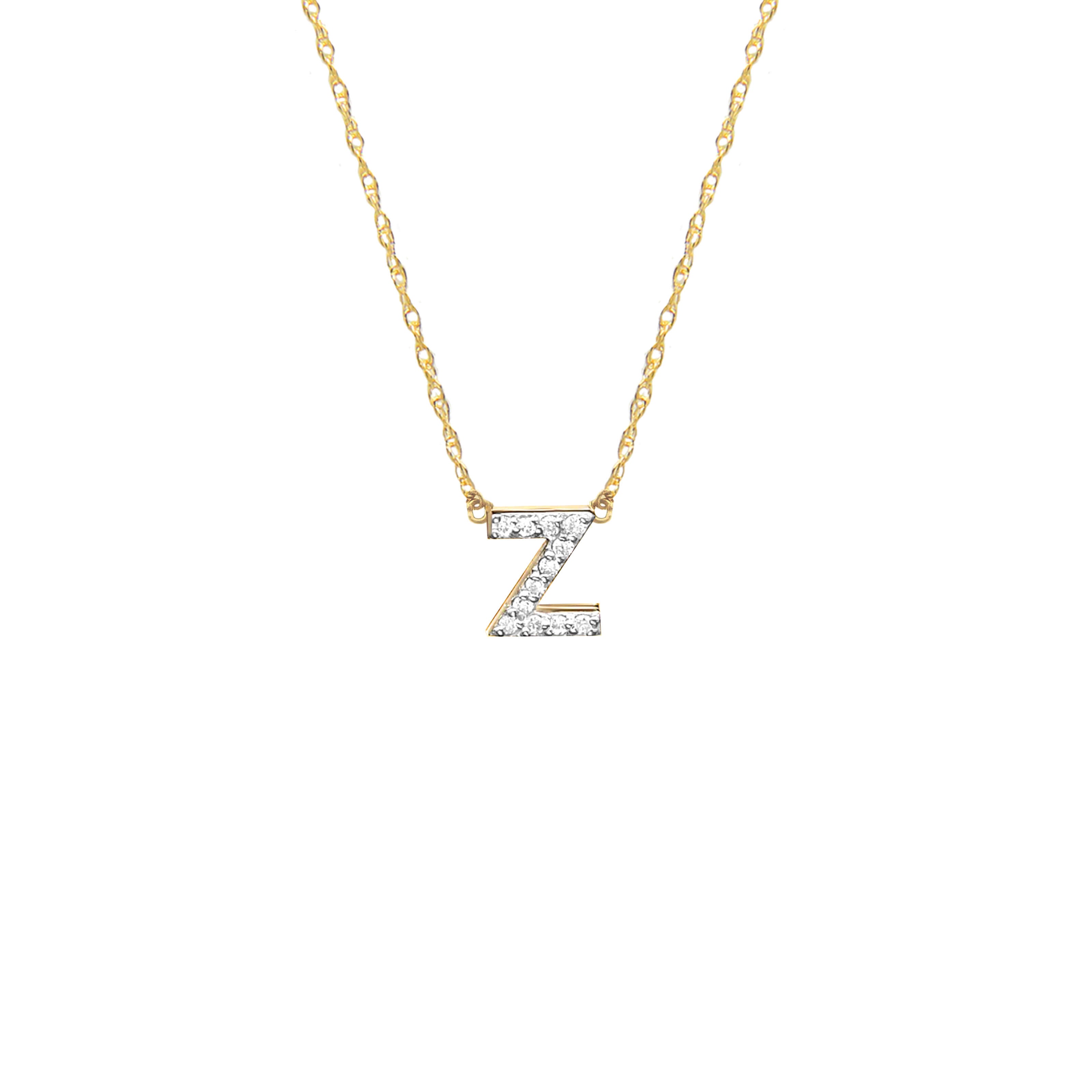 Moon and Lola - Metal Single Letter Diamond Necklace