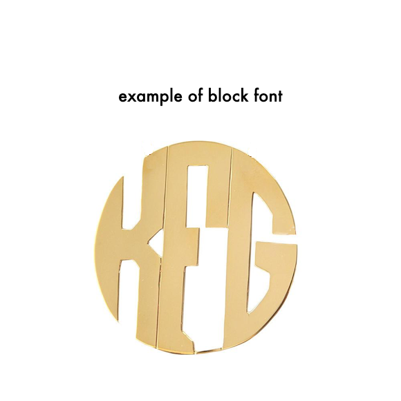 Moon and Lola example of metal monogram in block font