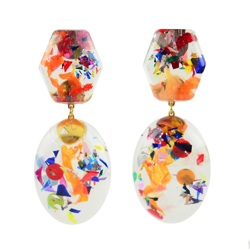 Moon and Lola xx Thimblepress - Confetti Post Drop Earrings