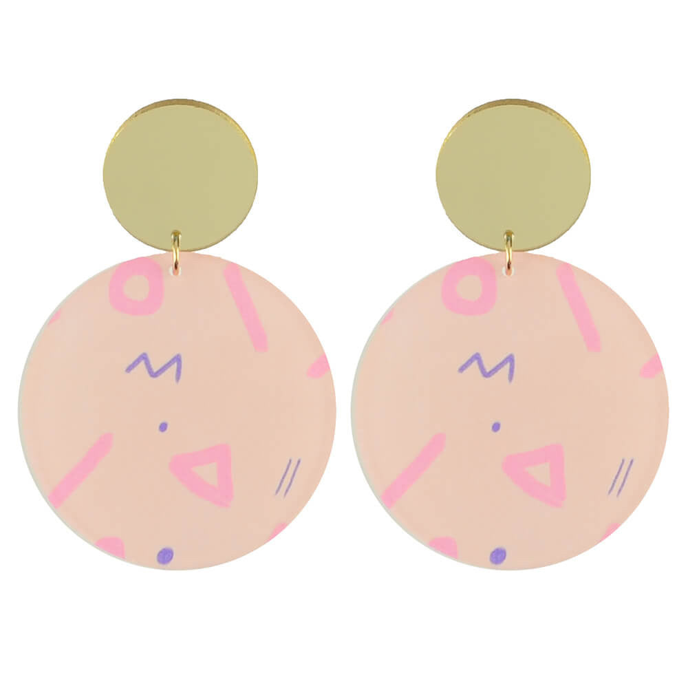 Moon and Lola xx Thimblepress - Patterned Disc Drop Earrings