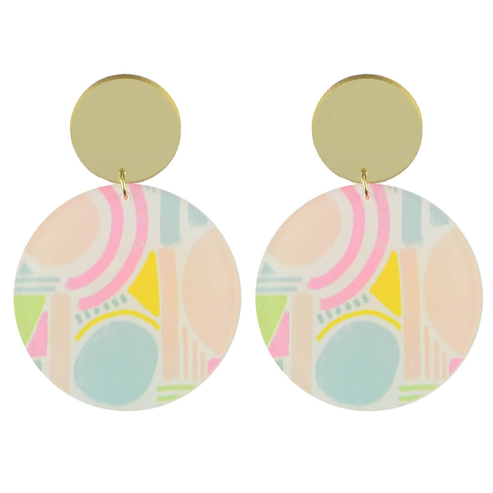 Moon and Lola xx Thimblepress - Patterned Disc Drop Earrings