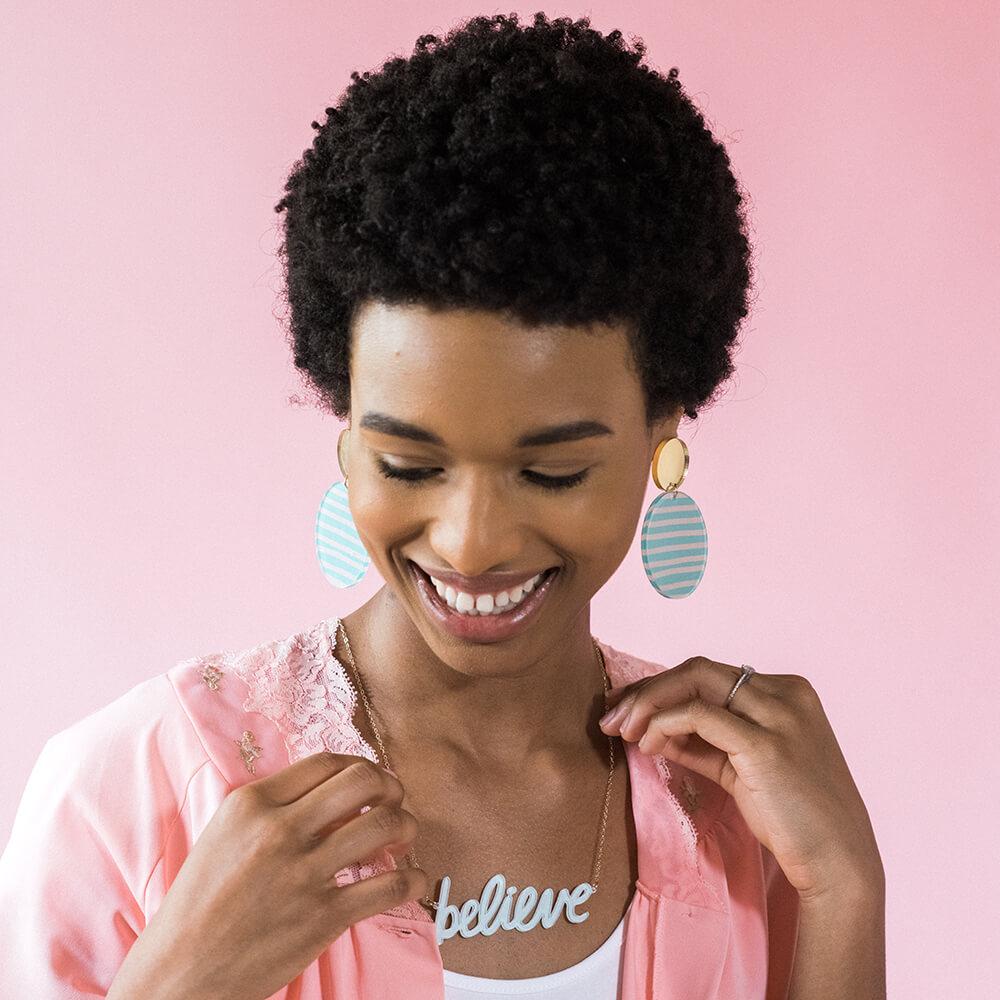 Moon and Lola xx Thimblepress - Patterned Disc Drop Earrings