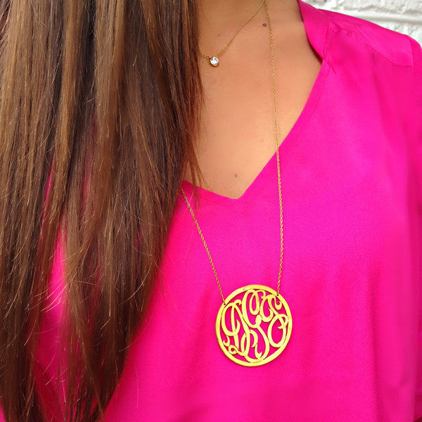 I found this at #moonandlola - Metal Cheshire Rimmed Script Monogram