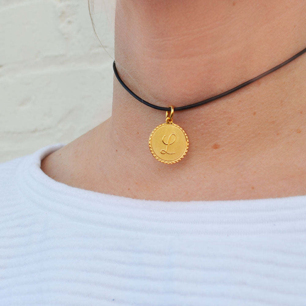 I found this at #moonandlola! - Roxanne Choker Necklace with Metal Dalton Letter charm