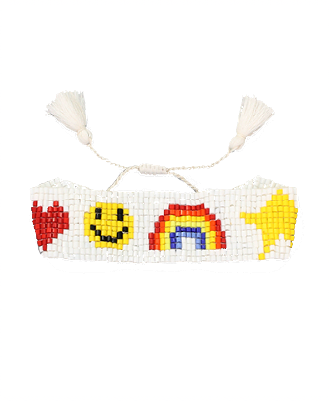 HEART SMILEY FACE RAINBOW STAR BEADED BRACELET