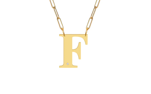 Block Diamond Initial Pendant on Paperclip Chain - Moon and Lola