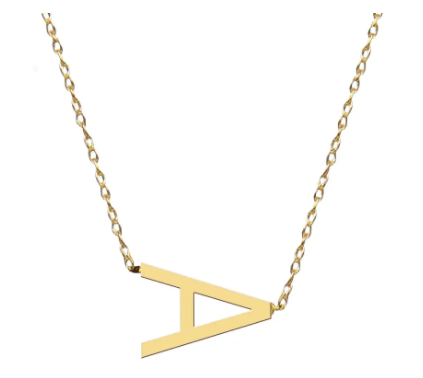 Metal Sideways Letter Necklace - Moon and Lola