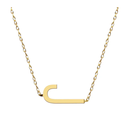 Metal Sideways Letter Necklace - Moon and Lola