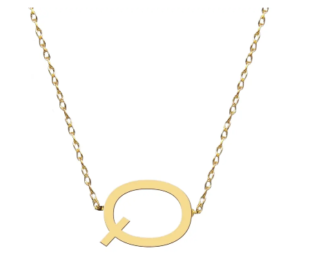 Metal Sideways Letter Necklace - Moon and Lola