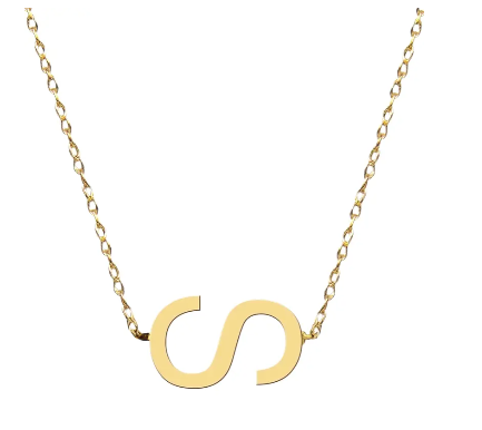 Metal Sideways Letter Necklace - Moon and Lola