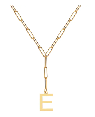Initial Pendant on Lariat Paperclip Chain - Moon and Lola