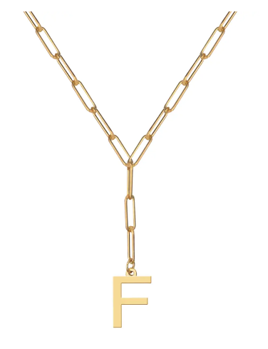 Initial Pendant on Lariat Paperclip Chain - Moon and Lola