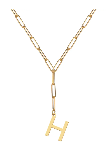 Initial Pendant on Lariat Paperclip Chain - Moon and Lola