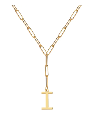 Initial Pendant on Lariat Paperclip Chain - Moon and Lola
