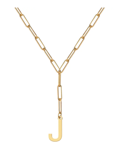 Initial Pendant on Lariat Paperclip Chain - Moon and Lola