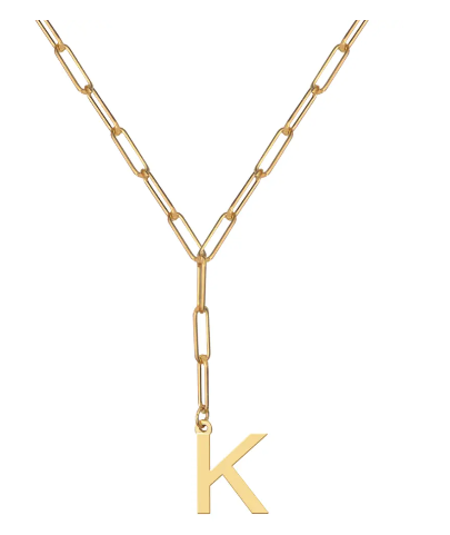 Initial Pendant on Lariat Paperclip Chain - Moon and Lola