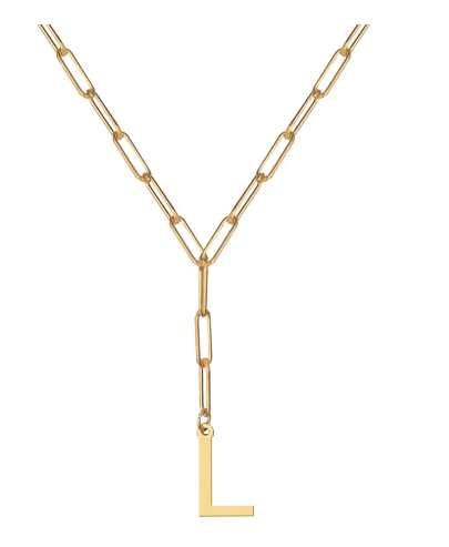 Initial Pendant on Lariat Paperclip Chain - Moon and Lola
