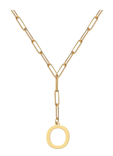 Initial Pendant on Lariat Paperclip Chain - Moon and Lola