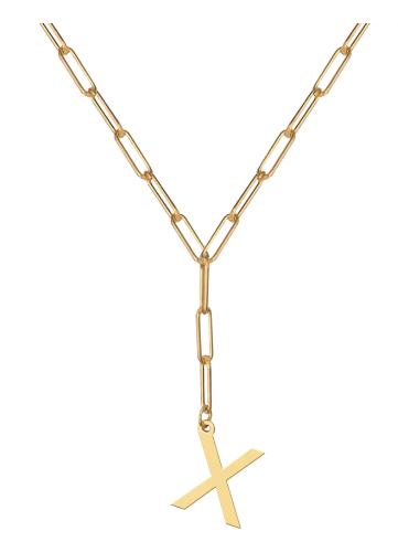 Initial Pendant on Lariat Paperclip Chain - Moon and Lola