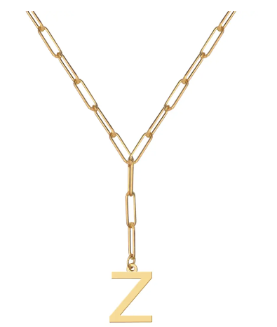 Initial Pendant on Lariat Paperclip Chain - Moon and Lola