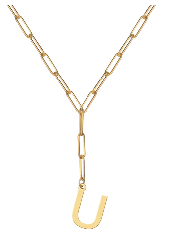 Initial Pendant on Lariat Paperclip Chain - Moon and Lola