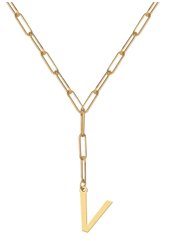 Initial Pendant on Lariat Paperclip Chain - Moon and Lola
