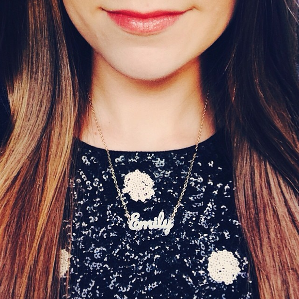 Acrylic name plate necklace on sale