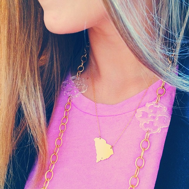 I found this at #moonandlola - Metal State South Carolina Necklace on model