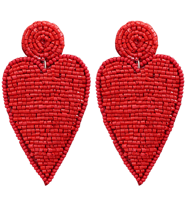 Heart Patch Earrings - Red