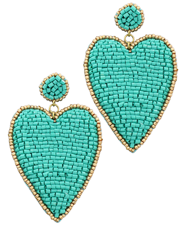 Heart Patch Earrings - Turquoise with Gold