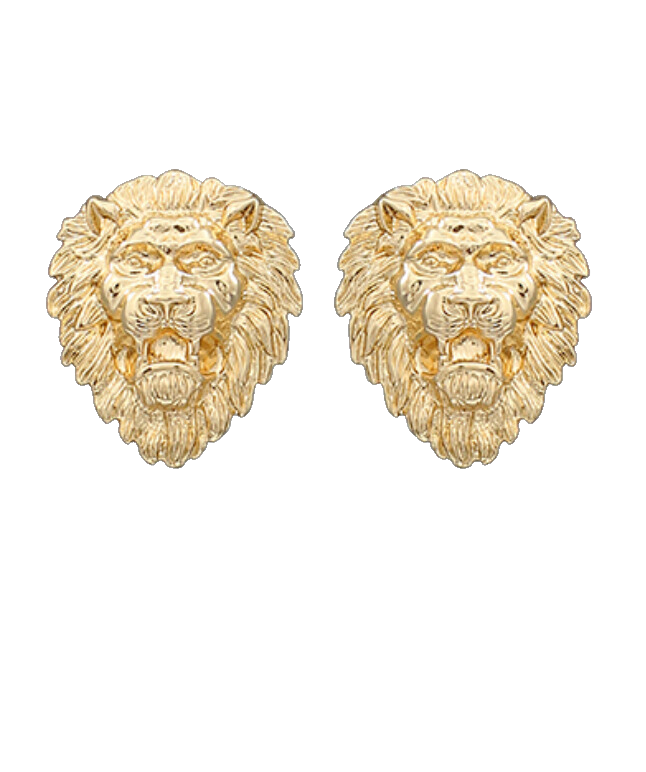 Lion Head Post Earrings - Small