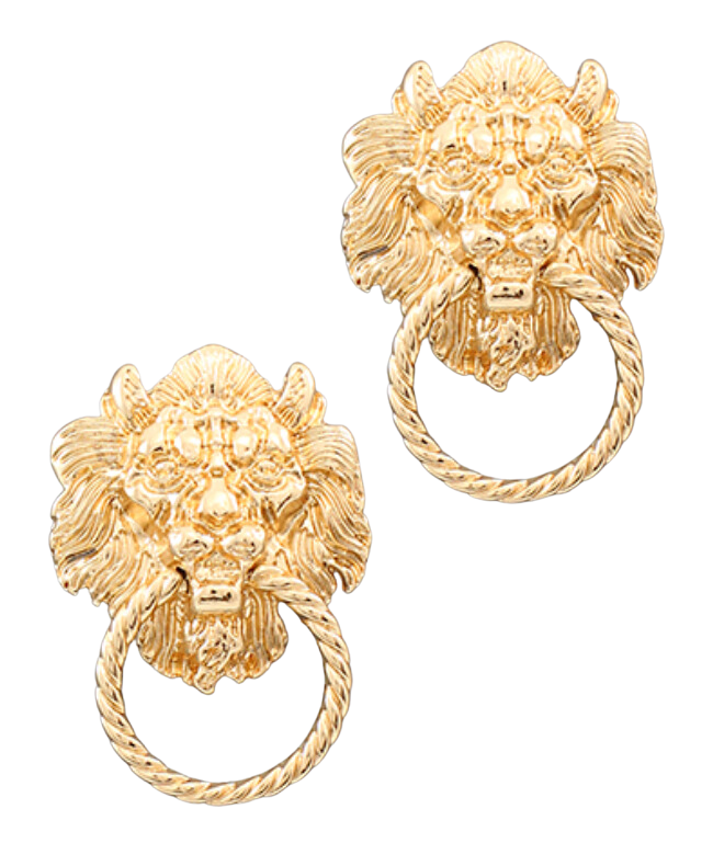 Lion Head Door Knocker Post Earrings