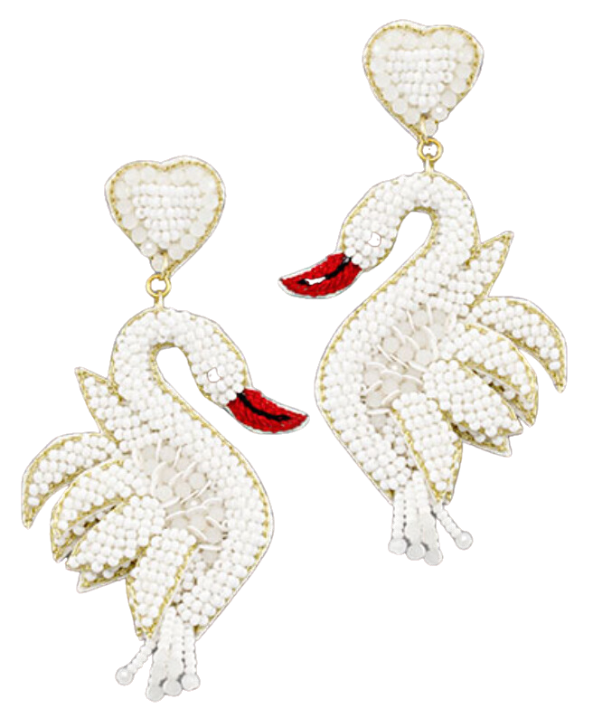 White Swan Drop Earrings