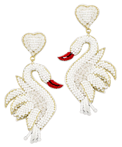 White Swan Drop Earrings - Moon and Lola