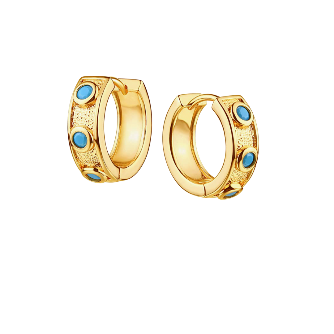 Chunky Turquoise Huggie Hoops