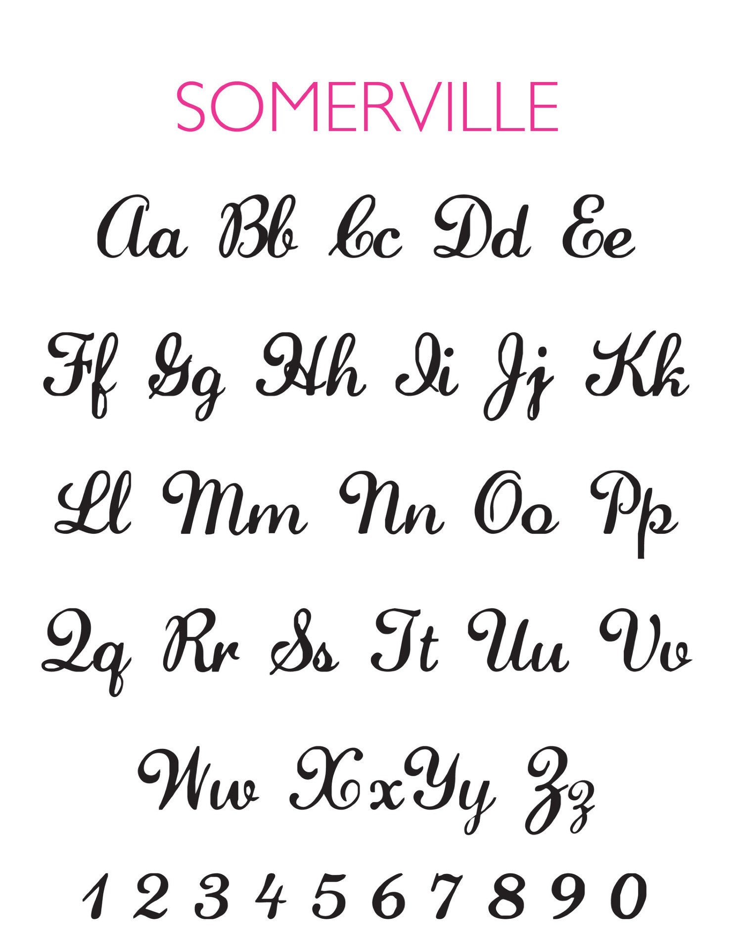 I found this at #moonandlola! - Somerville Font Chart