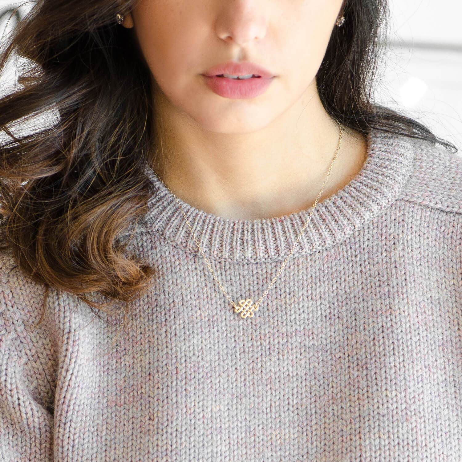 Moon and Lola - Waterford Necklace Celtic Love Knot on delicate gold chain