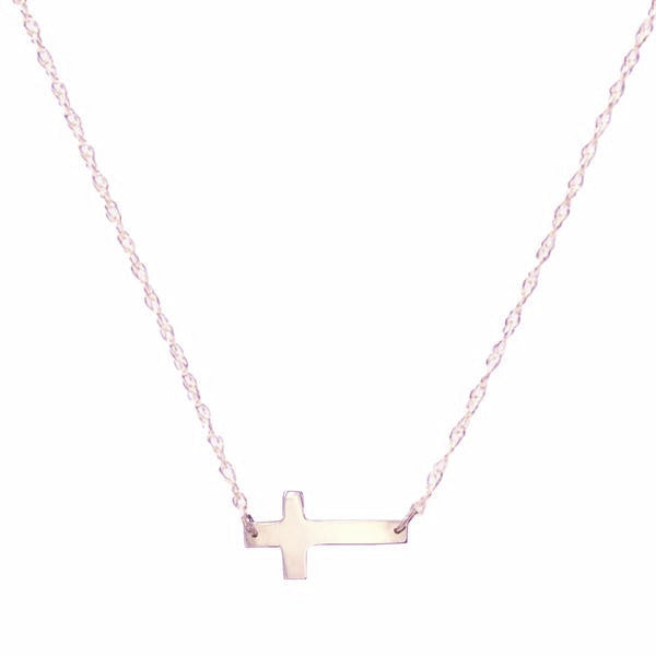 Rose Gold Metal Cross Necklace - #moonandlola
