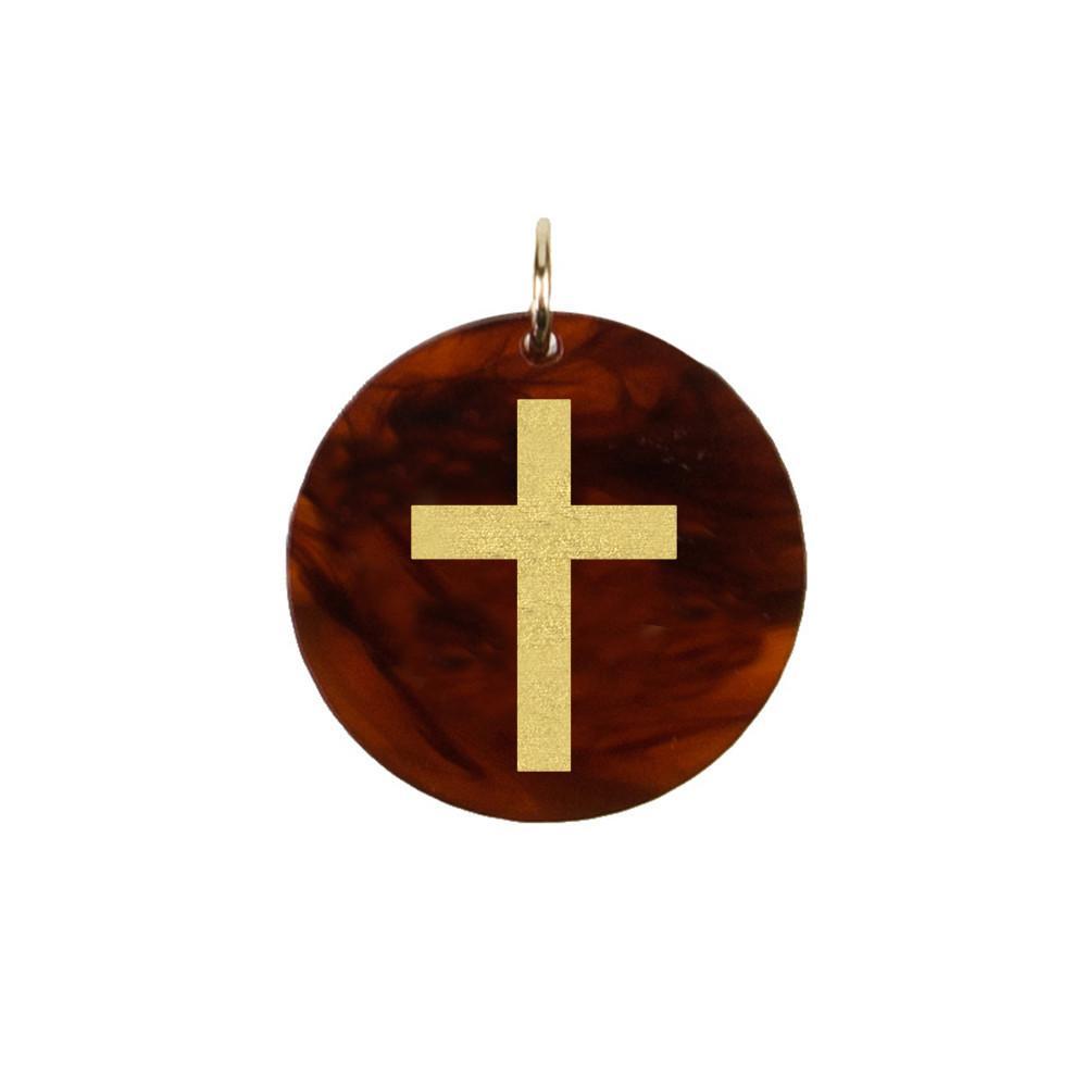 Moon and Lola - Acrylic Eden Charm cross charm on tortoise shell acrylic