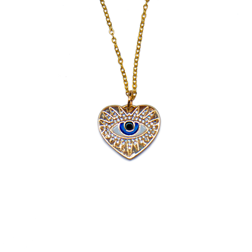 Evil Eye Heart Pendant Necklace - Moon and Lola