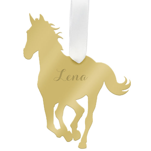 I found this at #moonandlola! - Personalized Horse Ornament Mirrored Gold