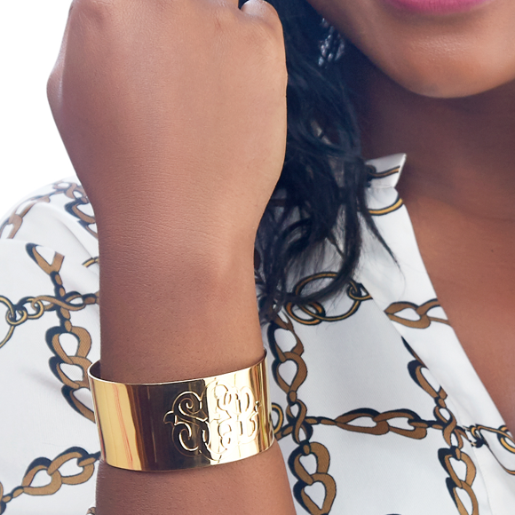 I found this at #moonandlola - Castel Monogram Cuff Bracelet in Gold