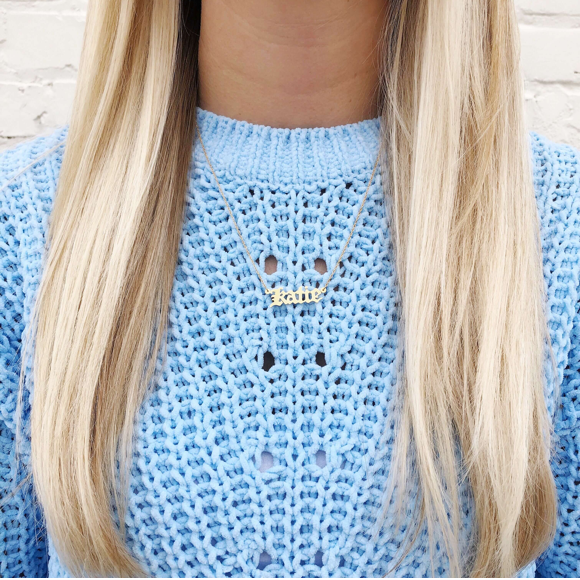 Moon and Lola - Old English Metal Nameplate Necklace