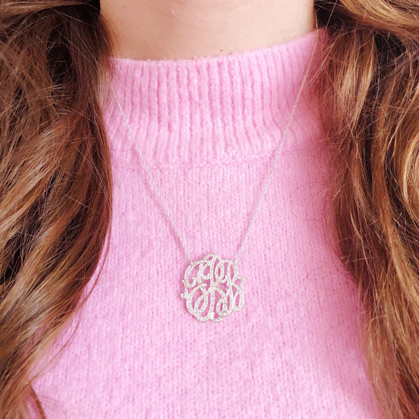 Monogram diamond hot sale necklaces