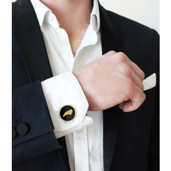 I found this at #moonandlola! - State Round Cuff Links on model