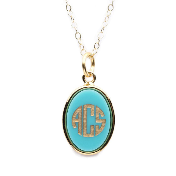 Moon and Lola- - Vineyard Oval Monogram Pendant on Apex Chain
