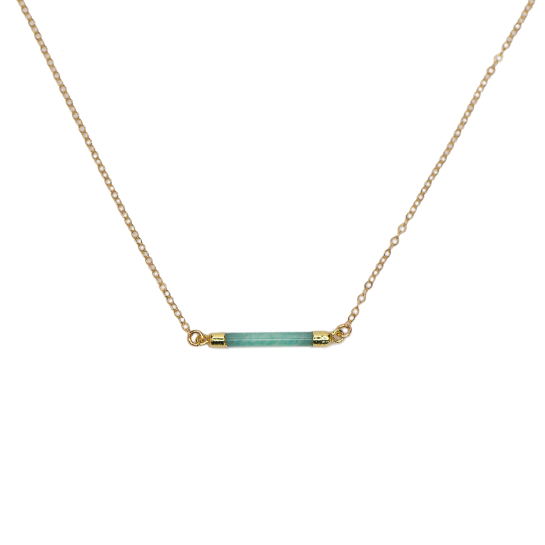 Amazonite Vertical Stone Pendant Necklace
