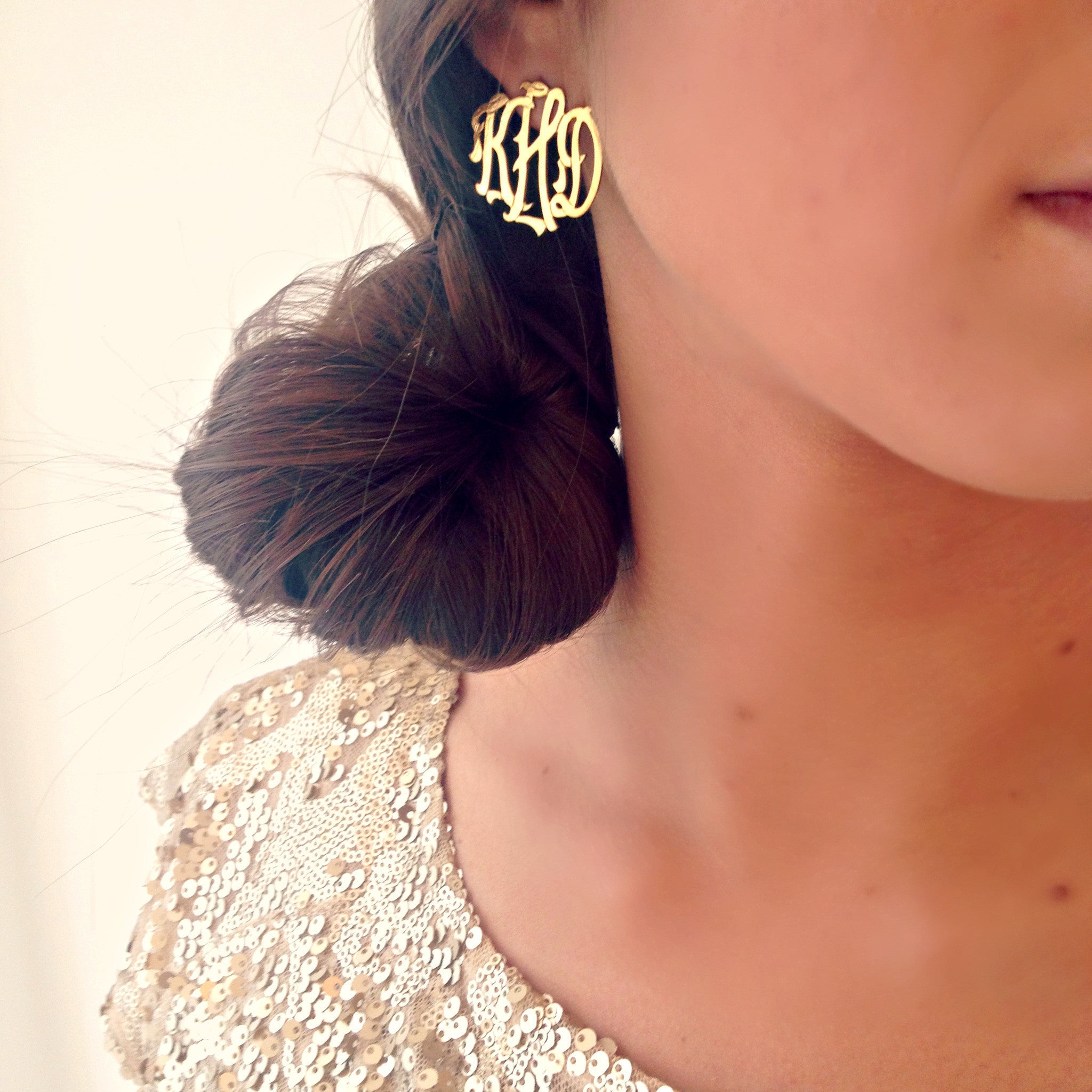 I found this at #moonandlola - Metal Post Monogram Earrings